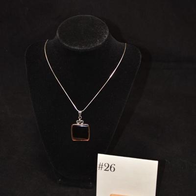 925 Sterling Chain w/ 925 Lavender Glass Pendant 22"