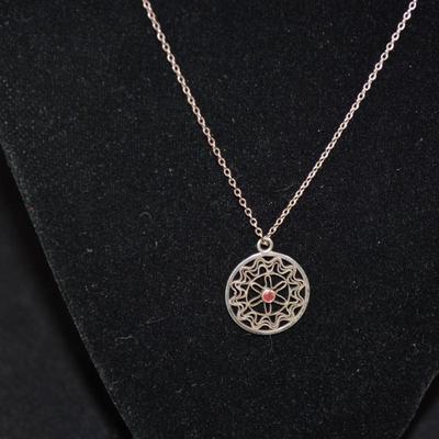Sterling Chain w/ Sterling + Amethyst Pendant 16" 3.3g