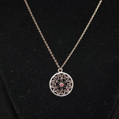 Sterling Chain w/ Sterling + Amethyst Pendant 16" 3.3g