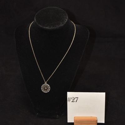 Sterling Chain w/ Sterling + Amethyst Pendant 16" 3.3g