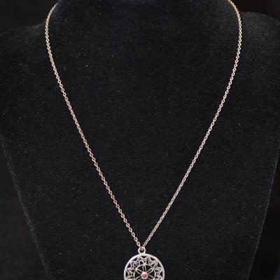 Sterling Chain w/ Sterling + Amethyst Pendant 16" 3.3g