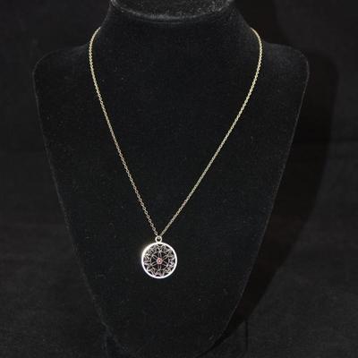 Sterling Chain w/ Sterling + Amethyst Pendant 16" 3.3g