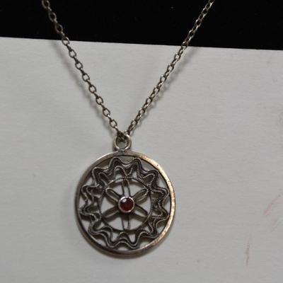 Sterling Chain w/ Sterling + Amethyst Pendant 16" 3.3g