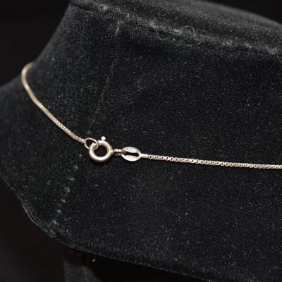 925 Sterling Cube Chain 16" w/ 925 Amber Pendant 4.1g