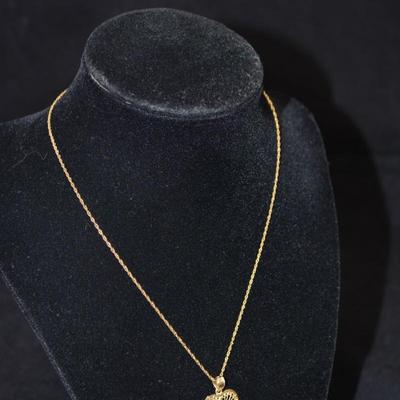 Delicate 14K Gold Chain 16" w/ 14K Heart Pendant 2.1g
