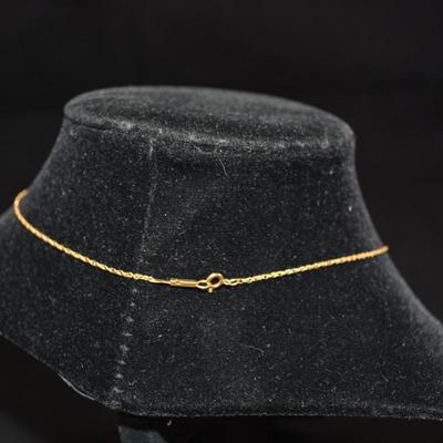 Delicate 14K Gold Chain 16" w/ 14K Heart Pendant 2.1g