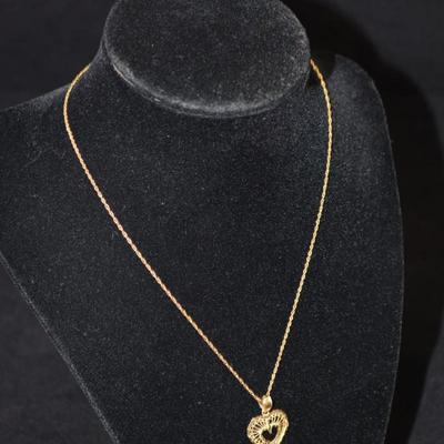 Delicate 14K Gold Chain 16" w/ 14K Heart Pendant 2.1g