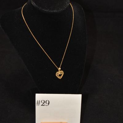 Delicate 14K Gold Chain 16" w/ 14K Heart Pendant 2.1g