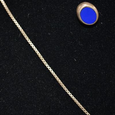 Matching 925 Sterling + Lapis Pendant & Earrings 16" Chain 8.1g