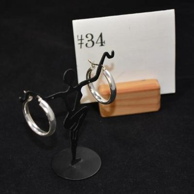 Large 925 Sterling Hoop Earrings 4.6g