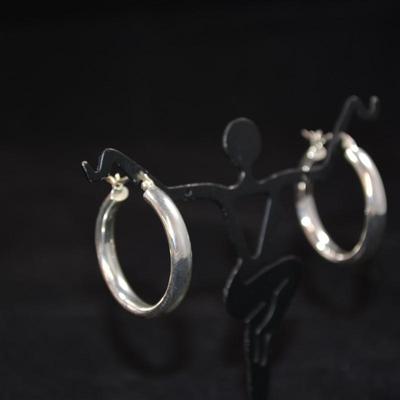 Large 925 Sterling Hoop Earrings 4.6g