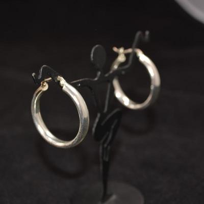 Large 925 Sterling Hoop Earrings 4.6g
