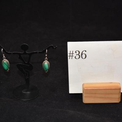 925 Sterling and Malachite Drop Earrings