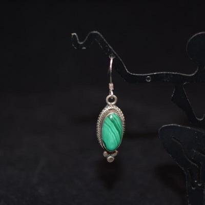 925 Sterling and Malachite Drop Earrings