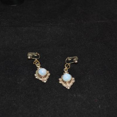 925Sterling and Moonstone Clip-On Earrings 11.9g