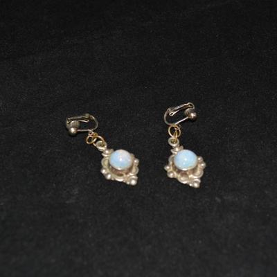 925Sterling and Moonstone Clip-On Earrings 11.9g