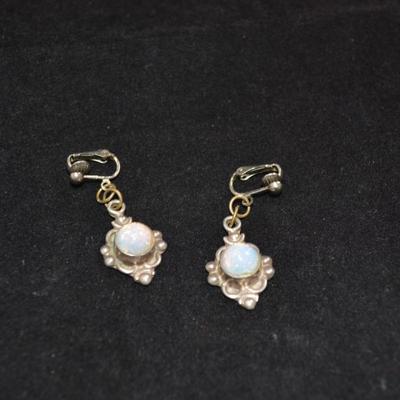 925Sterling and Moonstone Clip-On Earrings 11.9g