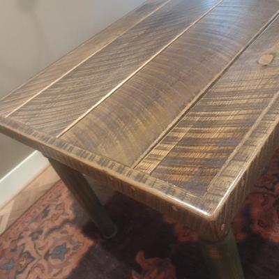 Impressive Custom Rough Sawn Wood Plank Farmhouse Table- Nearly 6 Feet Long