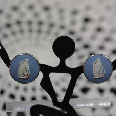 Stamped Sterling Wedgewood Earrings