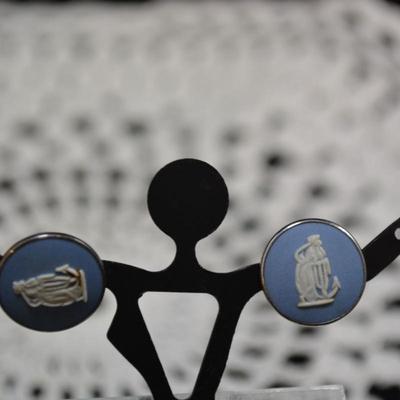 Stamped Sterling Wedgewood Earrings