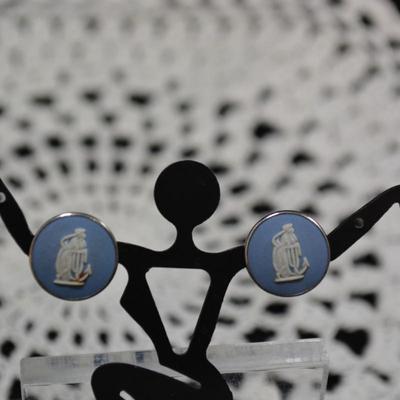 Stamped Sterling Wedgewood Earrings