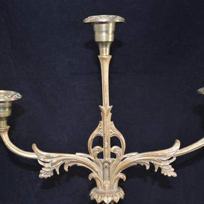 Antique Brass Candelabra w/ Marble Base 17.5"
