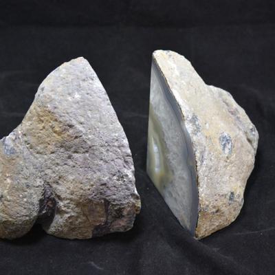 Natural Polished Pair of Geode Bookends 5.5" Tall