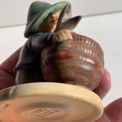 Early Goebel Hummel Figurine IS Zone Germany Stamp Boy w/ Rabbits