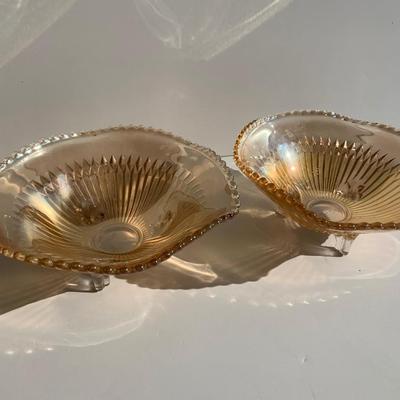 PAIR 6â€ Footed Carnival Nut Candy Finger Bowls