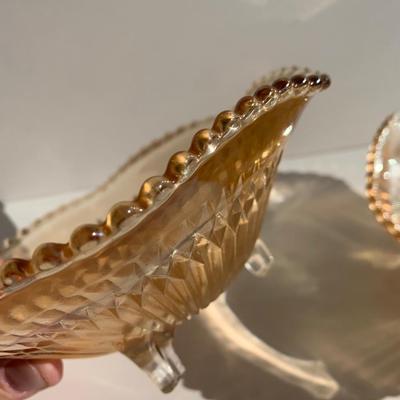 PAIR 6â€ Footed Carnival Nut Candy Finger Bowls