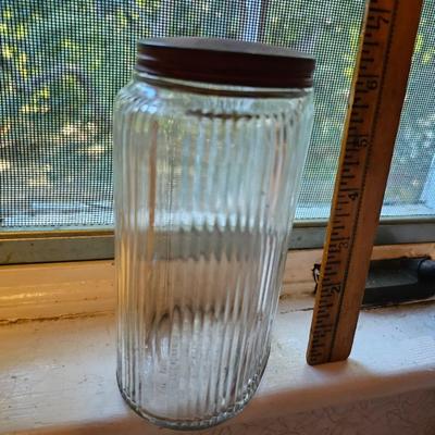 Vintage Glass Jar with lid, Farmhouse Decor