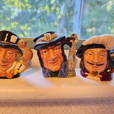 Royal Doulton 3 miniature heads Gulliver, Mad Hatter, Porthos