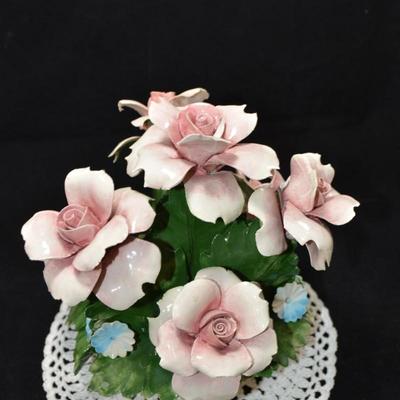 Delicate Capodimonte Rose Bouquet AS IS 9"x9"