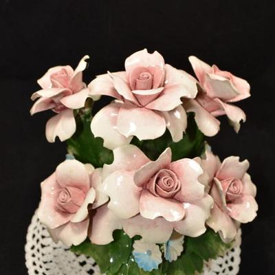 Delicate Capodimonte Rose Bouquet AS IS 9"x9"
