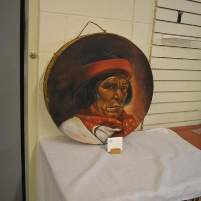Hand Painted Tarahumara Drum 23.25" Signed