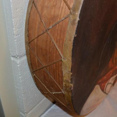 Hand Painted Tarahumara Drum 23.25" Signed