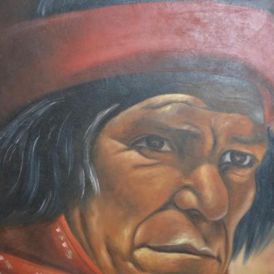 Hand Painted Tarahumara Drum 23.25" Signed
