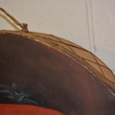Hand Painted Tarahumara Drum 23.25" Signed