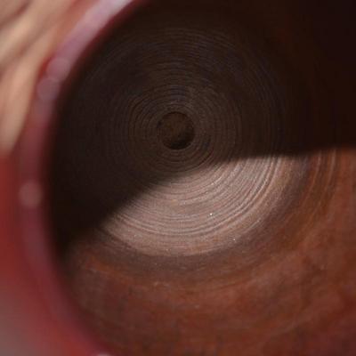 Hand Turned Wood Vase w/ Incised Design 12"