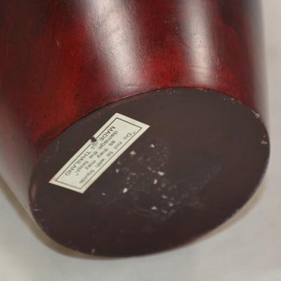 Hand Turned Wood Vase w/ Incised Design 12"