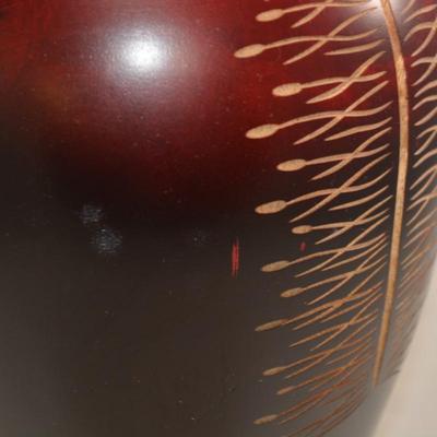 Hand Turned Wood Vase w/ Incised Design 12"