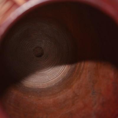 Hand Turned Wood Vase w/ Incised Design 12"