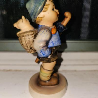 Hummel Boy with piglet  in basket "Home from Market" CUTE!