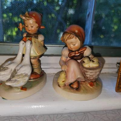Pair of Hummel Girls "Goose Girl" #47 and "Chick Girl" #57 RARE!