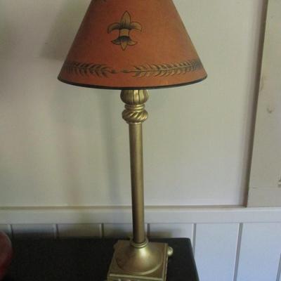 Pair of Flor de Lis Brass Finish Table Lamps - A