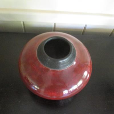 Studio Ox Blood Signed Pottery Vase - A