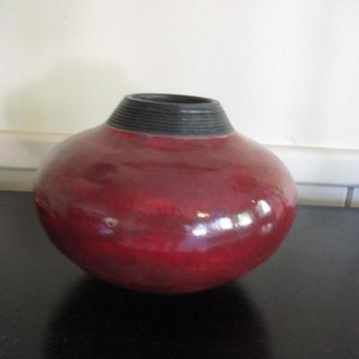 Studio Ox Blood Signed Pottery Vase - A