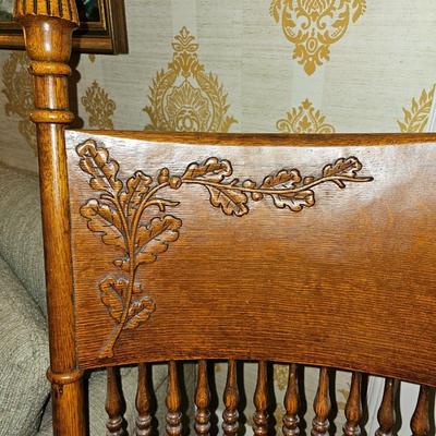 Large Antique Carved Oak Rocker