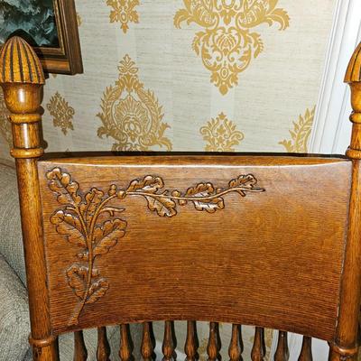 Large Antique Carved Oak Rocker