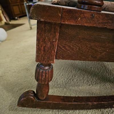 Large Antique Carved Oak Rocker